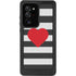 Black And White Striped Heart Galaxy Note20 Ultra 5G Waterproof Case